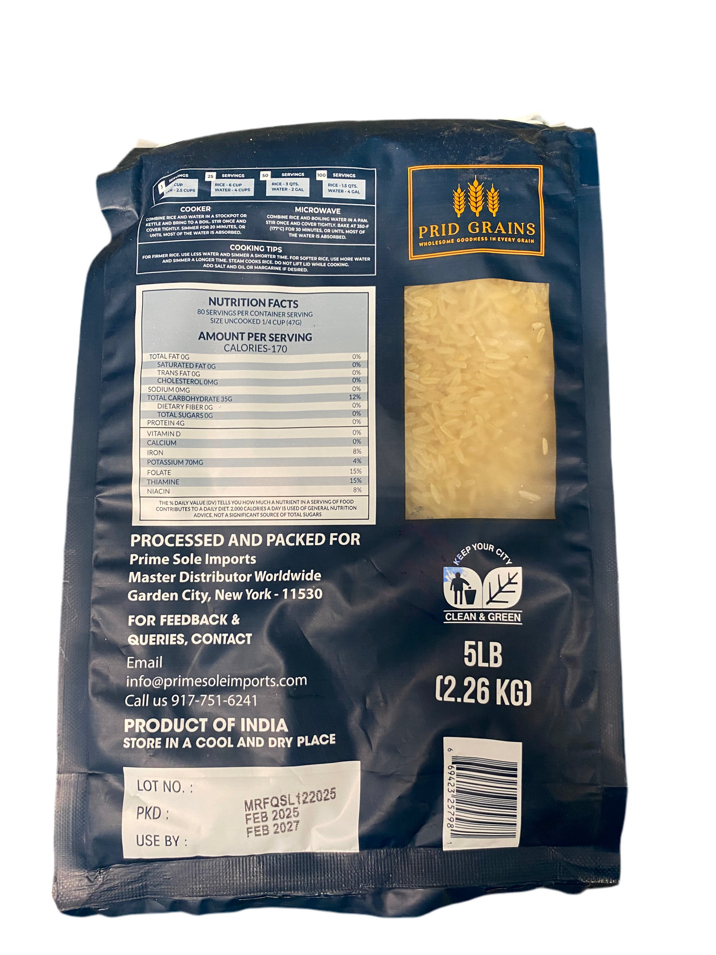 Prid Grains Long grain premium parboiled rice 5lbs